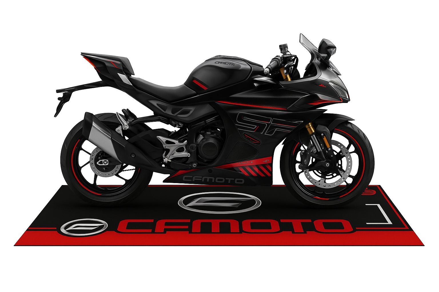 CF Moto Siyah Kırmızı Motosiklet Halısı 80 X 220 cm