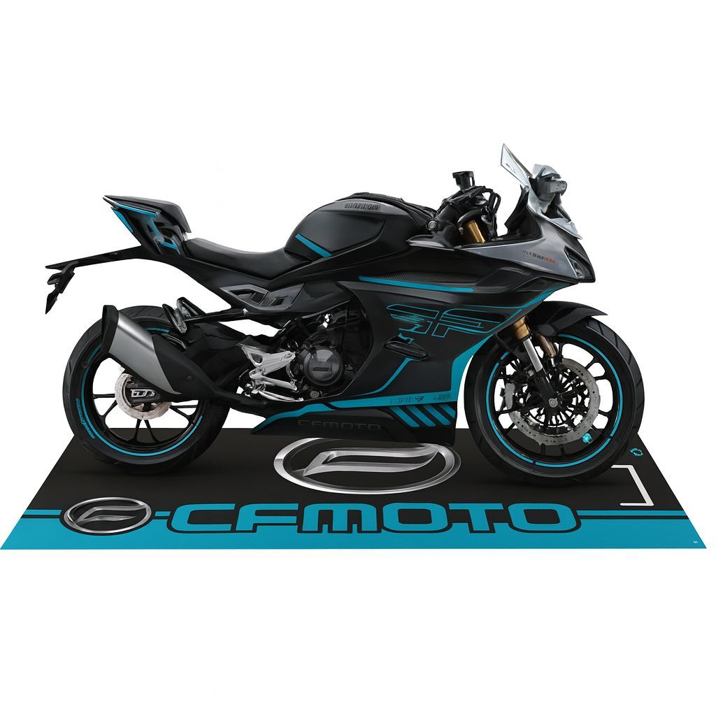 CF Moto Siyah Mavi Motosiklet Halısı 80 X 220 cm