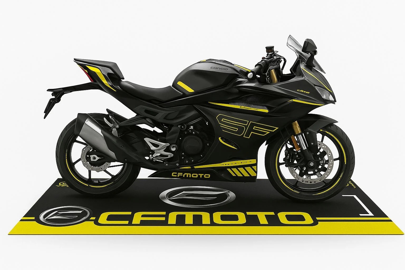 CF Moto Siyah Sarı Motosiklet Halısı 80 X 220 cm